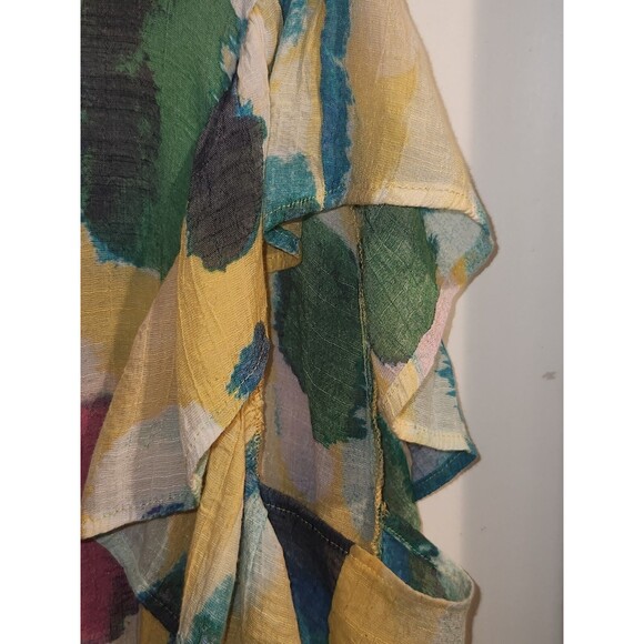 Zac & Rachel Woman 1X Colorful Watercolor Dolman Ruffle Sleeve‎ Blouse Top - Picture 4 of 8